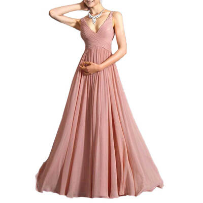 

Dress Sleeveless Long Skirt Deep V Back Chiffon Dress