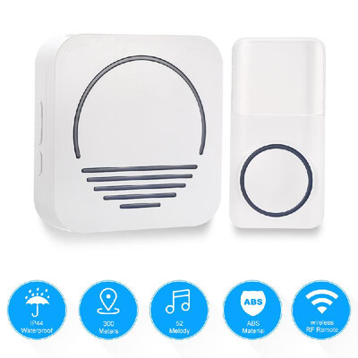 

Wireless Smart Doorbell Operating at Wide Range with 52 Melodies 5 Level Volume LED Indicator Waterproof Doorbell