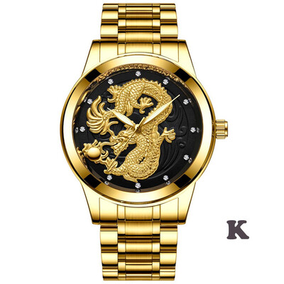 

Gobestart LongFeng Couple Table Luminous Gold Color Quartz Ultra-thin Steel Belt Watch