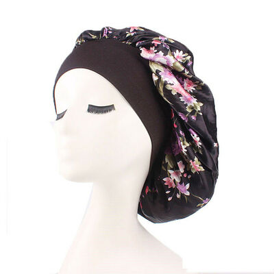 

Silk Night Sleep Cap Hair Bonnet Hat Head Cover Satin Wide Adjust Elastic Band