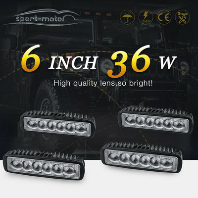 

4x 6inch LED Work Light Bars Single Row Pods Spot Flood Backup ATV Truck UTE 4X4