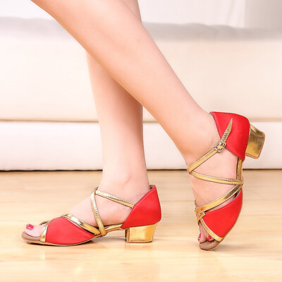 

YAGEYAN indoor childrens Latin dance shoes Satin buckle belt girls dance shoes soft bottom breathable dancing shoes 4201