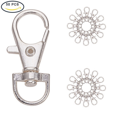 

PH PANDAHALL 50pcs Alloy Lobster Clasps Swivel Lobster Claw Clasps&Swivel Snap Hook
