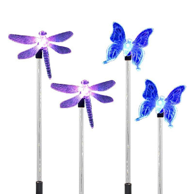 

4 Pack LED Solar Garden Stake Light Color-Changing Butterfly Dragonfly With Luminous Stake Outdoor Garden Decor Figurines Light