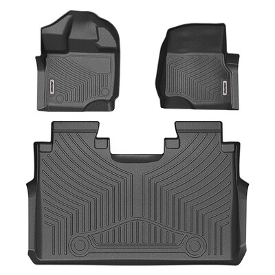 

Floor Mats Liners Unique Black TPE for 15-19 Ford F150 SuperCrew Cab