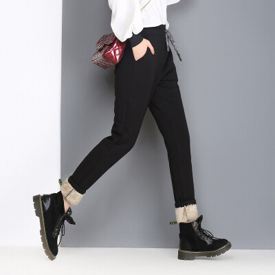 

2018 winter lamb pants thickened&velvet bodysuit trousers cotton baggy pair casual sport trousers women