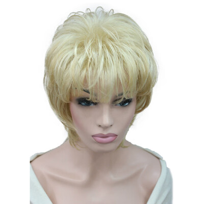 

StrongBeauty Short Soft Shaggy Layered Silver Mix Classic Cap Full Synthetic Wig Womens Wigs Blonde COLOUR CHOICES