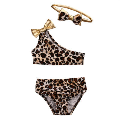 

HOT Sales 3Pcs Sets Kids Baby Girl Clothes Leopard Bikini Set Swimwear Swimsuit Bathing Suit