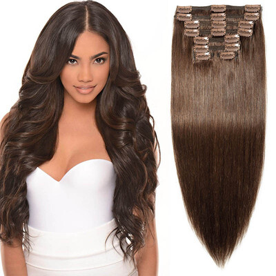 

100 Remy Human Hair Real Thick Women Girls Long Straight Full Head Hair Extension Clip In Hair Extension
