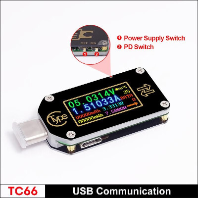 

HD Type-C Color Display PD Trigger USB Voltmeter Ammeter Voltage 2-way Measurement Current Meter Multimeter USB Tester