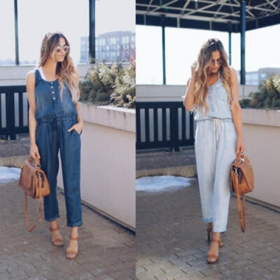 

NEW Women Slim Vest Jumpsuit Casual Jeans Pants Jumpsuit Long