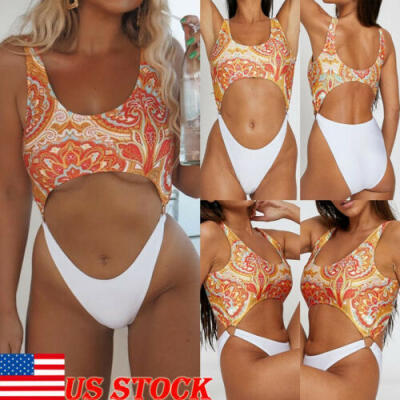 

Womens Swimming Costume Push Up Swimsuit Monokini One Piece Swimwear Bikini Set