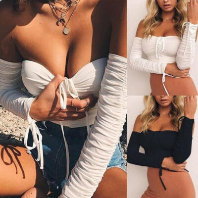 

Women Summer Vest Crop Tank Tops Long SleeveTee Shirt Blouse T-Shirt