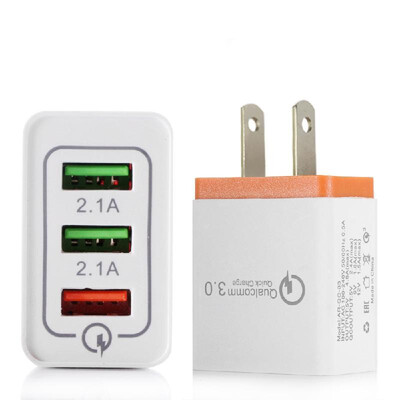 

Portable Travel Home Universal 3-Port USB Wall Charger QC30 Quick Charge Fast Charging USEU Plug Charger Adapter for Smartphones