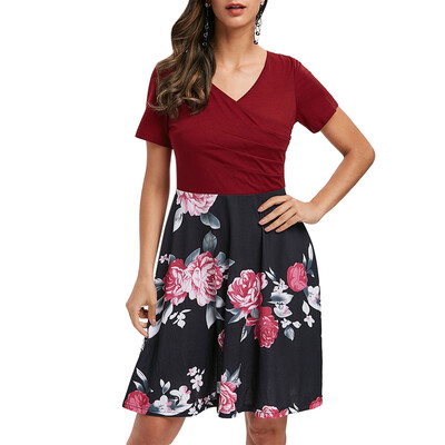 

Floral Print Wrap A Line Dress