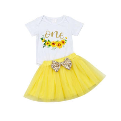 

USA Infant Baby Girl Floral RomperLace Tutu Skirt Outfits Party Clothes Set