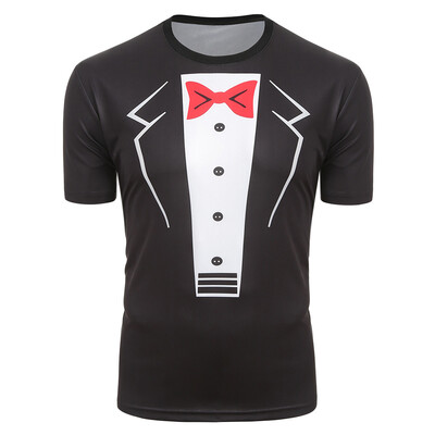 

Fuax Blazer Print Short Sleeves Casual T-shirt