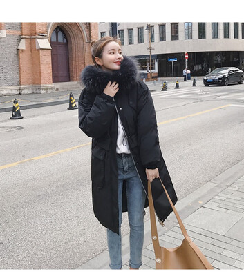 

2018 new Korean down jacket womens loose-fitting long size thickened padded jacket jacket