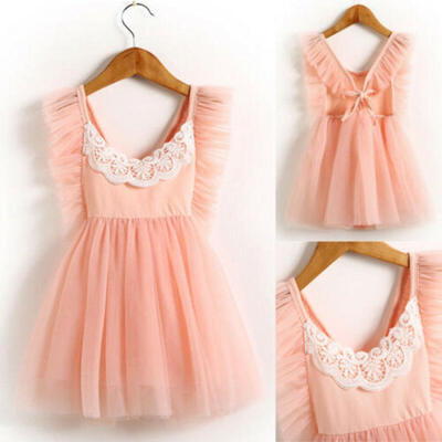 

Princess Kids Girls Dress Lace Flower Party Gown Formal Dresses Tulle Tutu Dress
