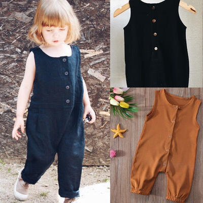 

Summer Newborn Toddler Kids Baby Girls Cotton Romper Sleeveless Bodysuit Outfits