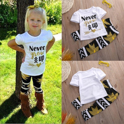 

2pcs Baby Girls Dress Floral T-shirt Tops Pants Set Kids Summer Clothes Outfits