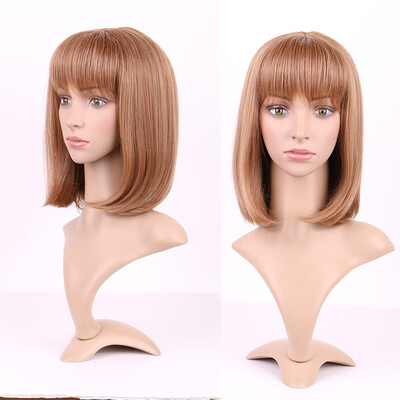 

Long Curly Synthetic Wig with Bangs Short Hair Wigs Heat Resistant Full Wig Full Head for Women