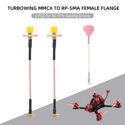 

2pcs Turbowing MMCX to RP-SMA Female Flange FPV Antenna Extension Cord for RC Racing Drone Quadcopter
