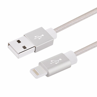 

For iPhone Charger 1m Premium to USB Cable 8 Pin Nylon Braided Charging Cable - SILVER