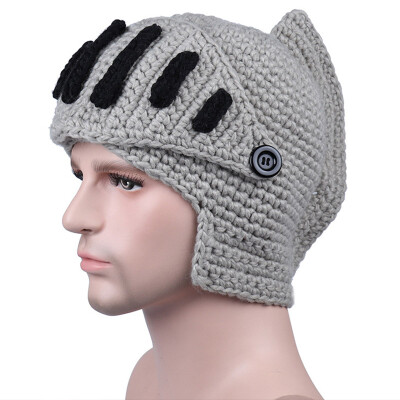 

New Man Autumn Winter Handwork Rome Knight with Gladiator Mask Knit Sweater Hat