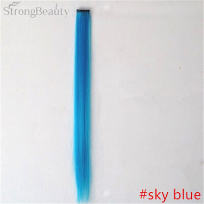 

StrongBeauty Women Colorful Extension Long Synthetic Clip In Two Piece Straight Hairpiece Party Highlights Punk Hair Pieces