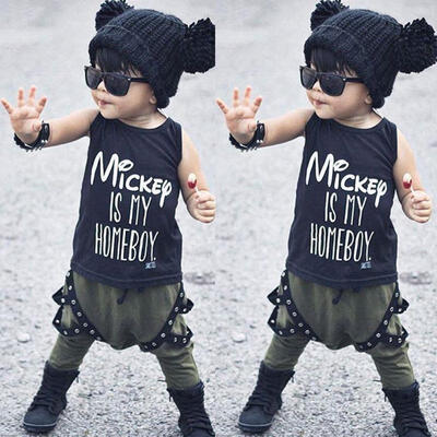 

Newborn Baby Boys Casual Letter Vest Tops Long Pants Summer Outfit Clothes Set