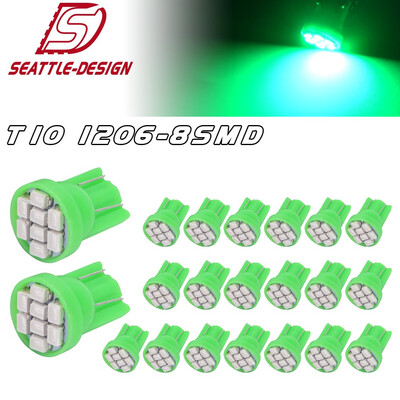 

20X Green Wedge T10 158 192 168 8SMD LED Bulb Speedmeter Instrument Gauge Light