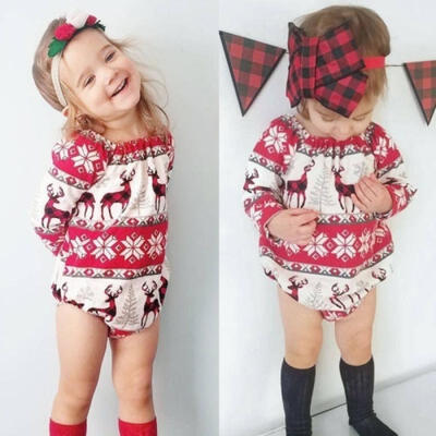 

Baby Girl Long Sleeve Tops Clothes Christmas Newborn Baby Girls Clothing Bodysuit 0-24M