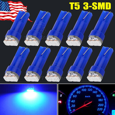 

10x Blue T5 3SMD Led Interior Instrument Panel Dash Cluster Dashboard Light Bulb