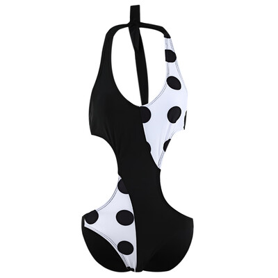 

Women Sexy Halter Neck Dot Embellishment Bikini One-pieces Set