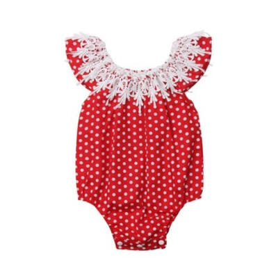 

Christmas Newborn Baby Girls Clothes Red Lace Romper With White Dots Age 0-24M