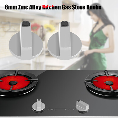 

2Pcs 6mm Stove Knobs Zinc Alloy Cooker Knob Cooktop Metal Switch Control