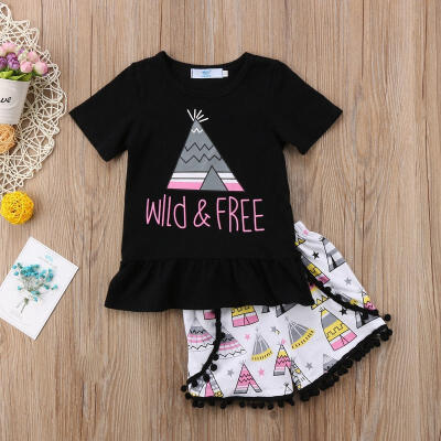 

Fashion Toddler Infant Kids T-Shirt Tops Sweater Pants Black Outfits Clothes Set