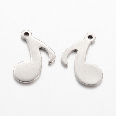 

304 Stainless Steel Charms Musical Note Stainless Steel Color 155x12x1mm Hole 1mm