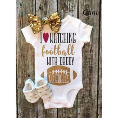 

US Newborn Baby Girl Short Sleeve Football Romper Bodysuit Outfits Summer Clohes