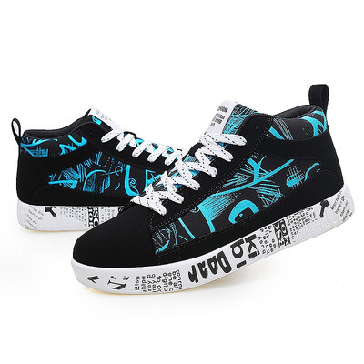 

2018 new mens shoes autumn Korean version of the wild trend breathable high to help casual fashion canvas shoes