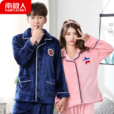 

Antarctic pajamas men winter flannel lovers pajamas women winter warm coral velvet thickening autumn mens home service winter suit NAS5X21022-21 female pink five-star