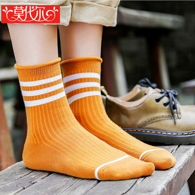 

Modal 5 pairs socks female solid color cotton socks literary small fresh striped female socks striped mixed color code