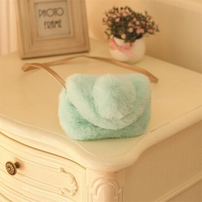 

Fashion 100 Women Fur Ball Leather Bottom Shoulder Plush Crossbody Handbag Tote
