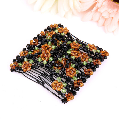 

〖Follure〗Fashion Ladies Magic Beads Elasticity Double Hair Comb Clamp Stretchy Accessory