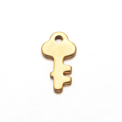 

Key 304 Stainless Steel Charms Golden 13x65x1mm Hole 15mm