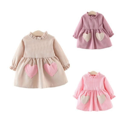 

Baby Girls Dresses Spring Winter Long Sleeve Princess Party Heart-Shaped Dresses