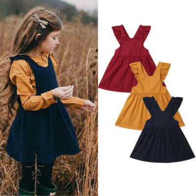 

US STOCK Newborn Baby Kids Girls Toddler Cotton Overalls Dress Bud Skirt Clothes