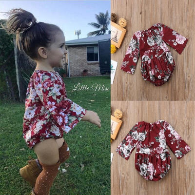 

Newborn Infant Baby Girls Cotton Floral Printed Bodysuit Romper Clothes