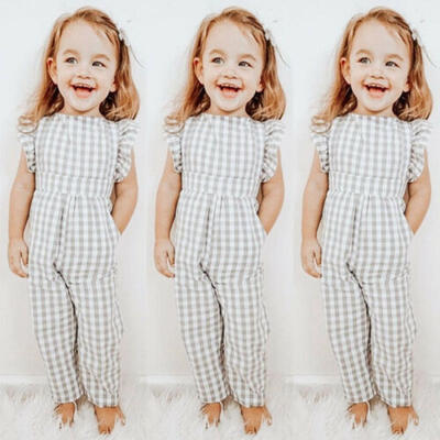 

Toddler Kids Baby Girls Plaid Romper Jumpsuit Playsuit Outfits Clothes 1-5Y